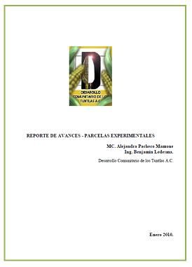 Reporte de Avance de parcelas Experimentales. Decotux