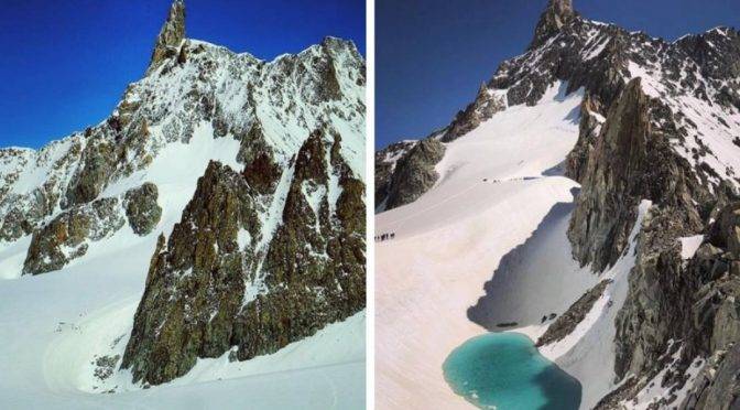 Europa: El cambio climático no es una farsa: alpinista registró alarmante aparición de lago en medio de glaciares en Los Alpes (publimetro)