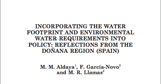 Incorporando la huella hídrica y el medio ambiente en los requerimientos de agua en la política: Reflexiones de la región de doñana (España) (Artículo)