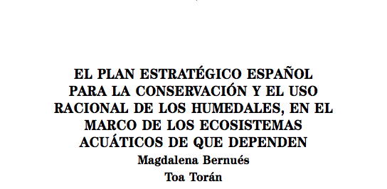El plan estratégico español para la conservación y el uso racional de los humedales, en el marco de los ecosistemas acuáticos de que dependen (Artículo)