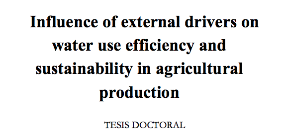 Influencia de la eficiencia del uso del agua en el exterior y la sostenibilidad en la producción agrícola (Tesis)