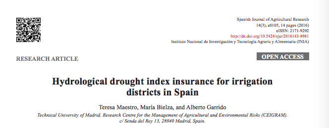 Seguro de índice de sequía hidrólogica para distritos de riego en España (Artículo)