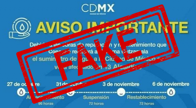 CDMX:Fake News! No hay cortes de agua programados para la CDMX (Sopitas)