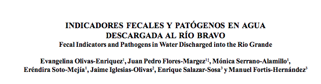 Indicadores fecales y patógenos en agua descargada al Río Bravo (PDF)