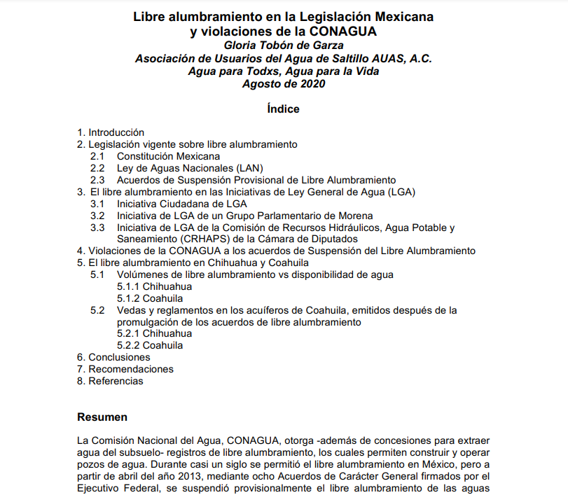 Libre alumbramiento en la Legislación Mexicana y violaciones de la CONAGUA (Artículo) – AUAS