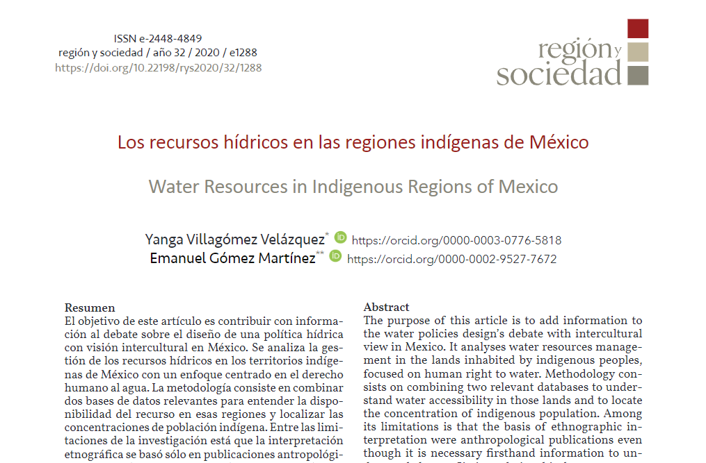 Los recursos hídricos en las regiones indígenas de México (Acta Académica)