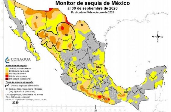 Conagua Reporta a Chihuhua en Sequia intensa D0 a D4 (omnia)