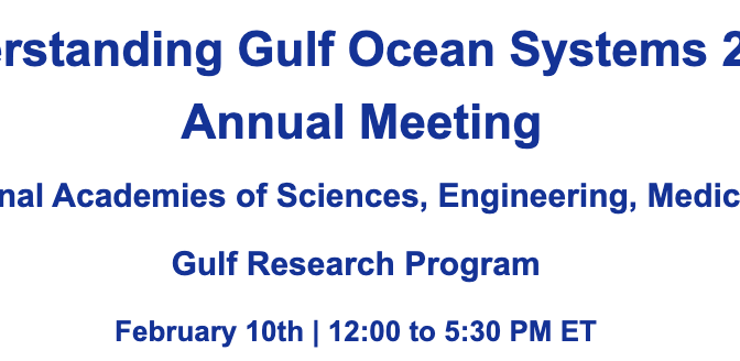 National Academies of Sciences, Engineering, Medicine- Understanding Gulf Ocean Systems 2021 Annual Meeting