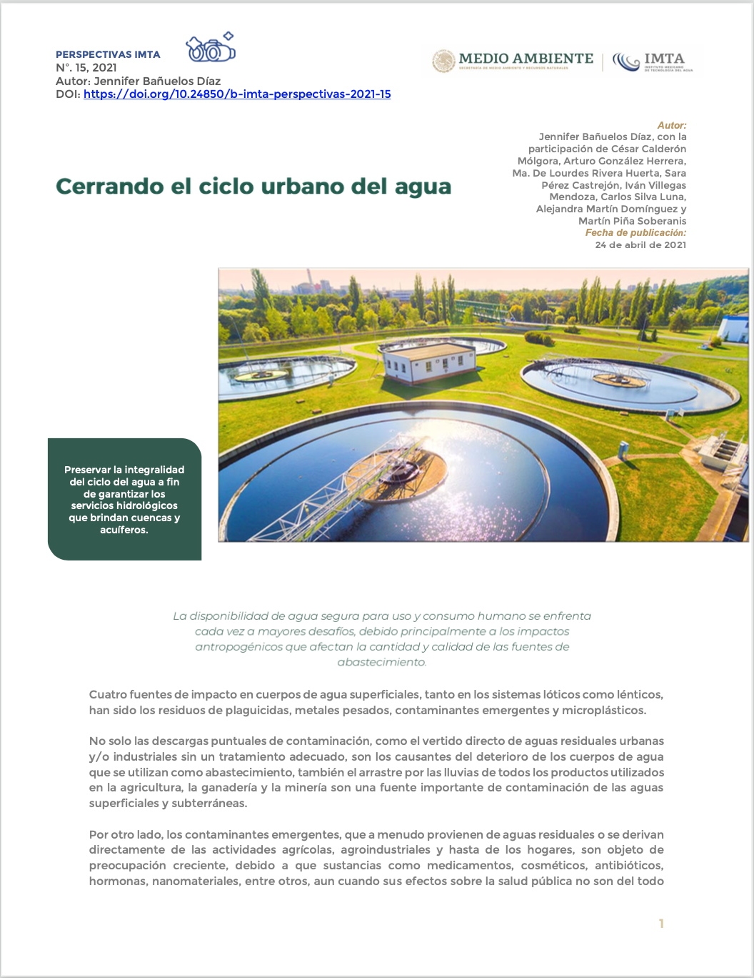 Gobierno de México- Cerrando el ciclo urbano del agua