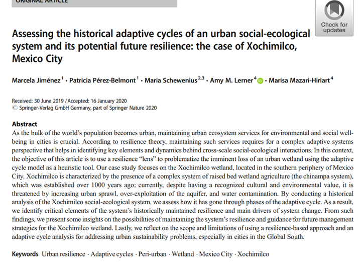 Assessing the historical adaptive cycles of an urban social-ecological system and its potential future resilience: the case of Xochimilco, Mexico City