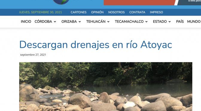 Puebla – Descargan drenajes en río Atoyac  (El Mundo)