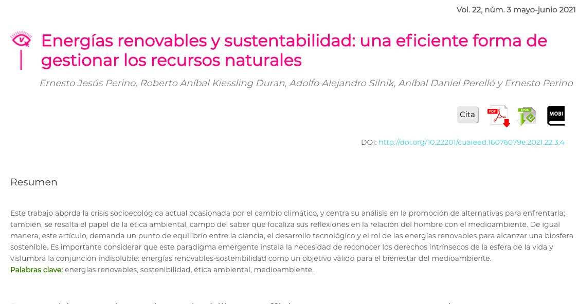 Energías renovables y sustentabilidad: una eficiente forma de gestionar los recursos naturales- Revista Digital Universitaria