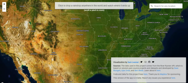 Mundo- Proyecto River Runner Global un mapa interactivo que sigue el camino de una gota de agua (Global River Runner)