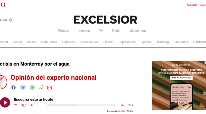 Monterrey- La crisis en Monterrey por el agua- Opinión del experto nacional (Excelsior)