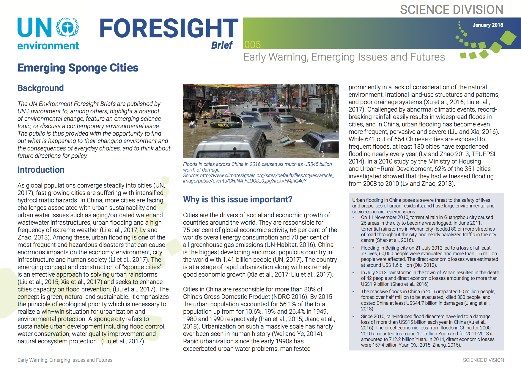 Foresight Brief: Emerging Sponge Cities (UNEP)