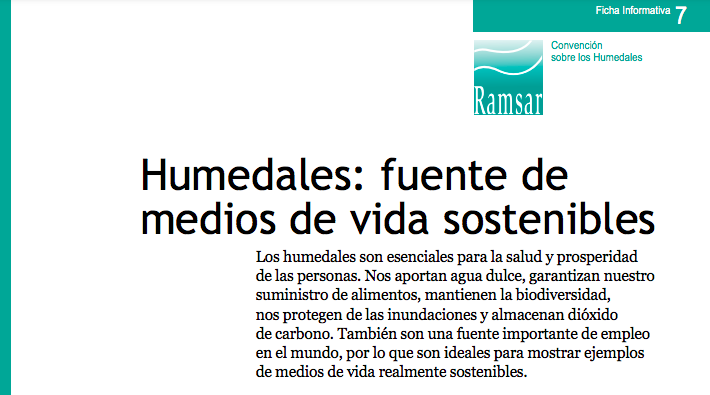 Humedales: fuente de medios de vida sostenibles (Ficha Informativa) – Ramsar