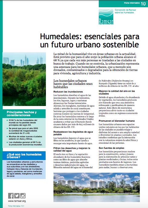 Humedales: esenciales para un futuro urbano sostenible (Ficha Informativa) – Ramsar