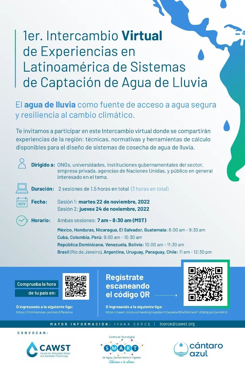 1er. Intercambio virtual de experiencias en Latinoamérica de sistemas de captación de agua de lluvia (SCALL) (Cántaro Azul)
