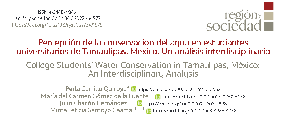 Percepción de la conservación del agua en estudiantes universitarios de Tamaulipas, México. Un análisis interdisciplinario (COLSON)