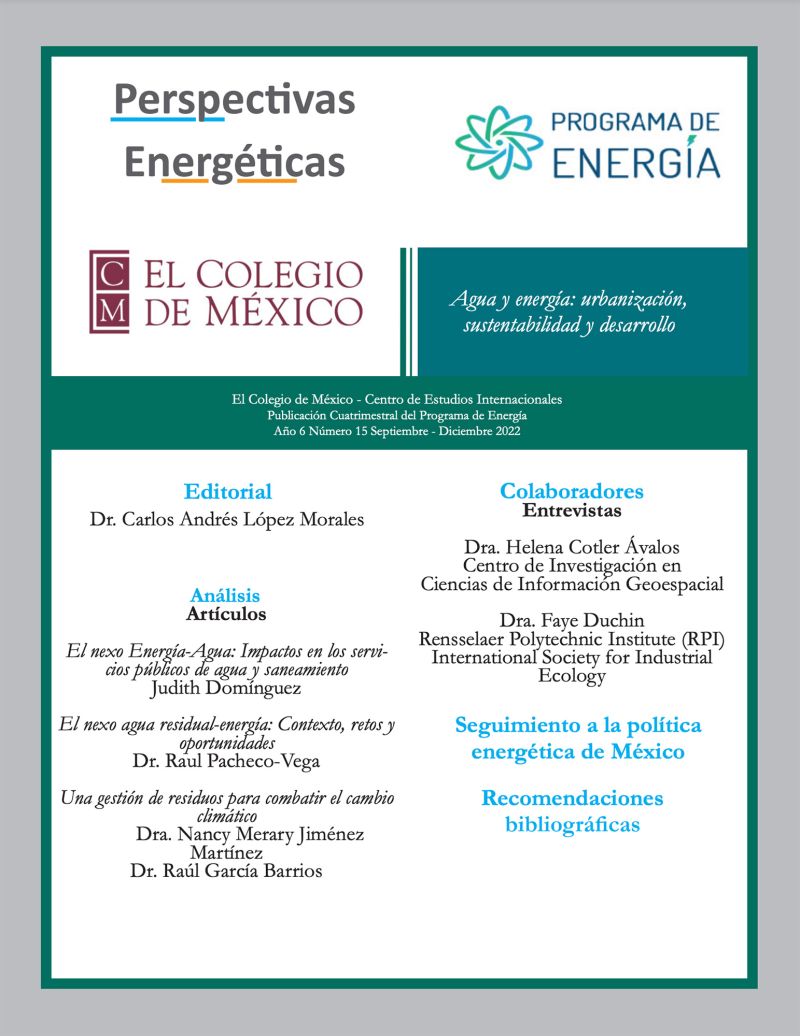 Agua y energía: urbanización, sustentabilidad y desarrollo (Colmex)
