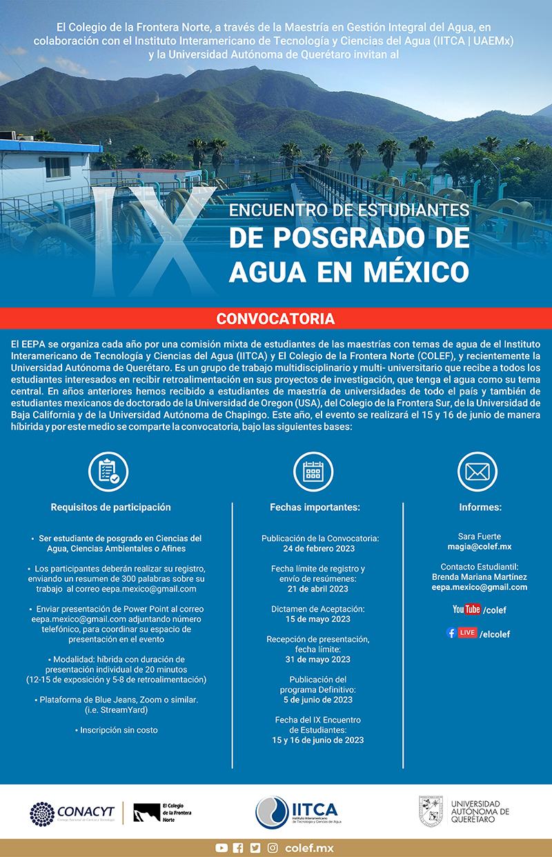 IX Encuentro de estudiantes de posgrado de agua en México (El Colef)