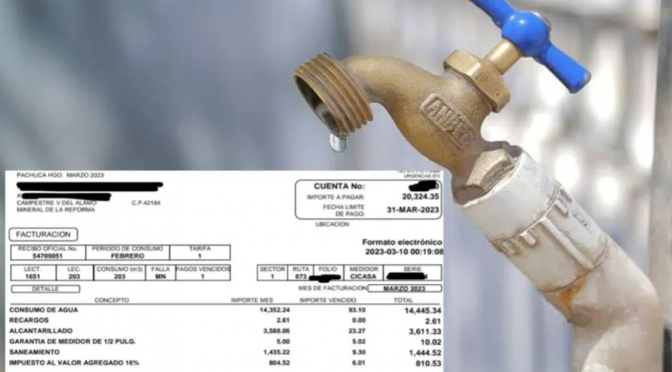 Hidalgo – ¡De 20 mil pesos! Pese a falta de agua le llega recibo con alta tarifa a usuario en Hidalgo (Milenio)