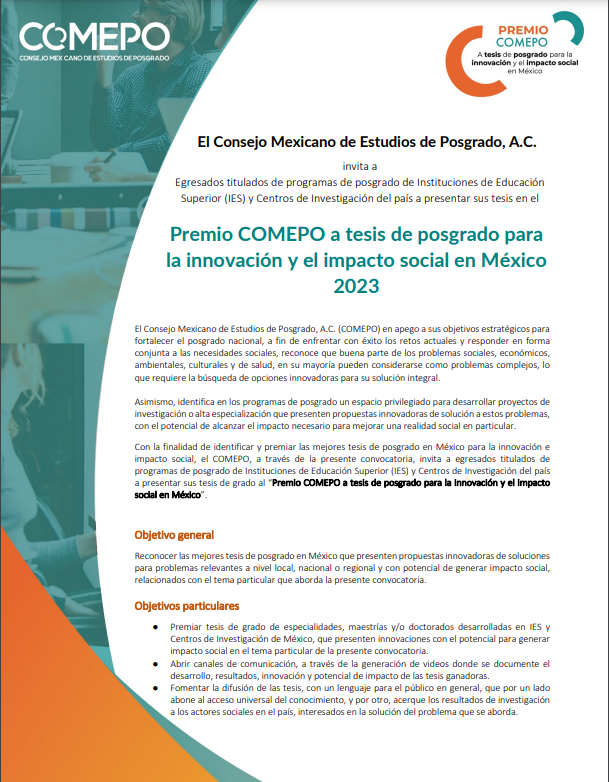 Premio COMEPO a tesis de posgrado para la innovación y el impacto social en México 2023 (COMEPO)