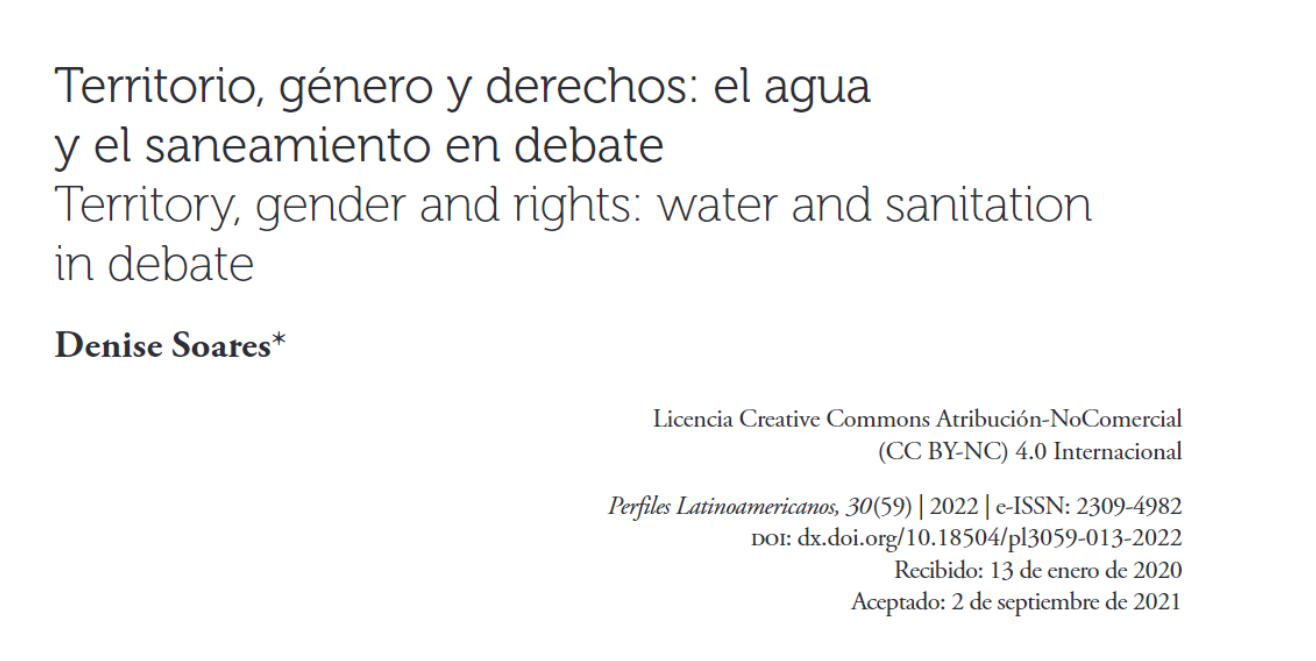 Territorio, género y derechos: el agua y el saneamiento en debate (Perfiles Latinoamericanos)