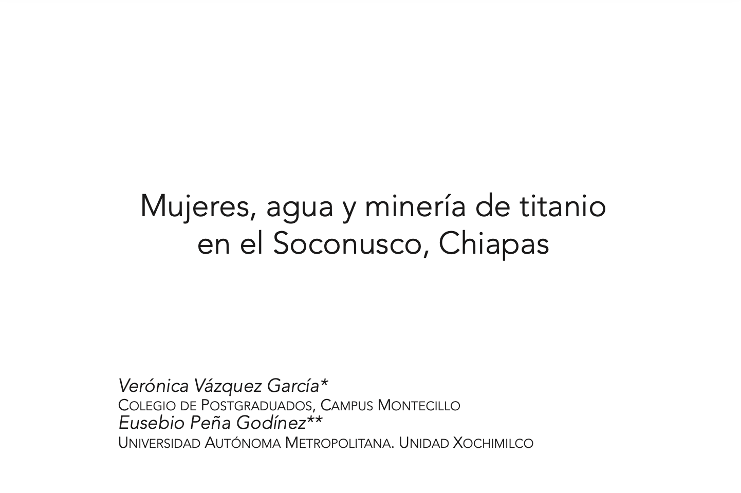 Mujeres, agua y minería de titanio en el Soconusco, Chiapas (Cuicuilco)