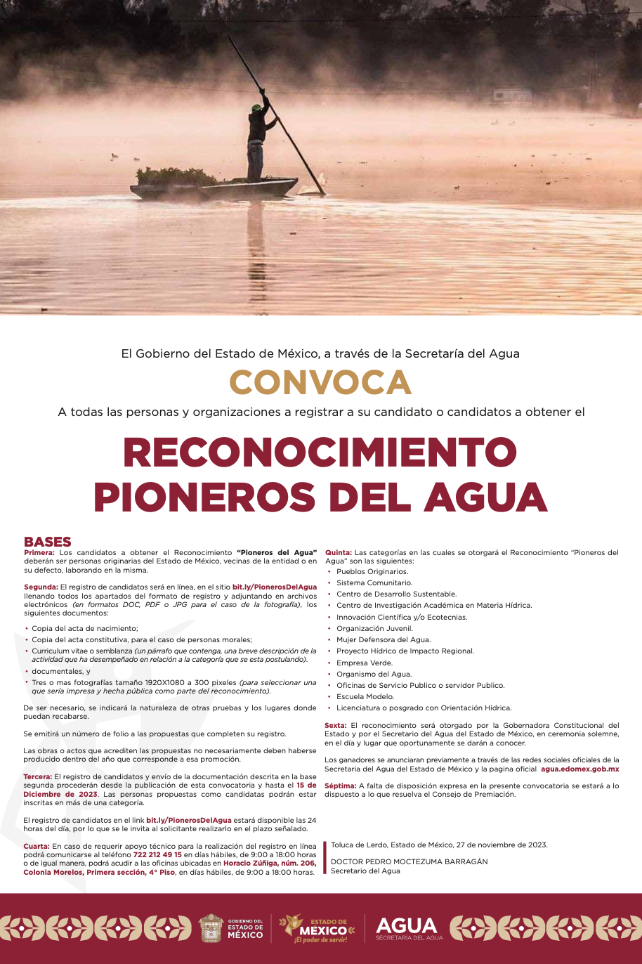 Reconocimiento Pioneros del Agua (Gobierno del Edomex, Comisión del Agua Edomex)