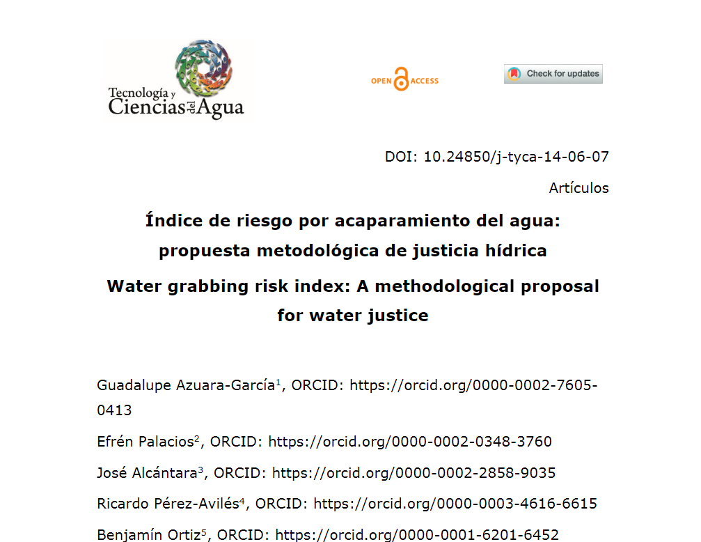 Índice de riesgo por acaparamiento del agua: propuesta metodológica de justica hídrica   (IMTA)