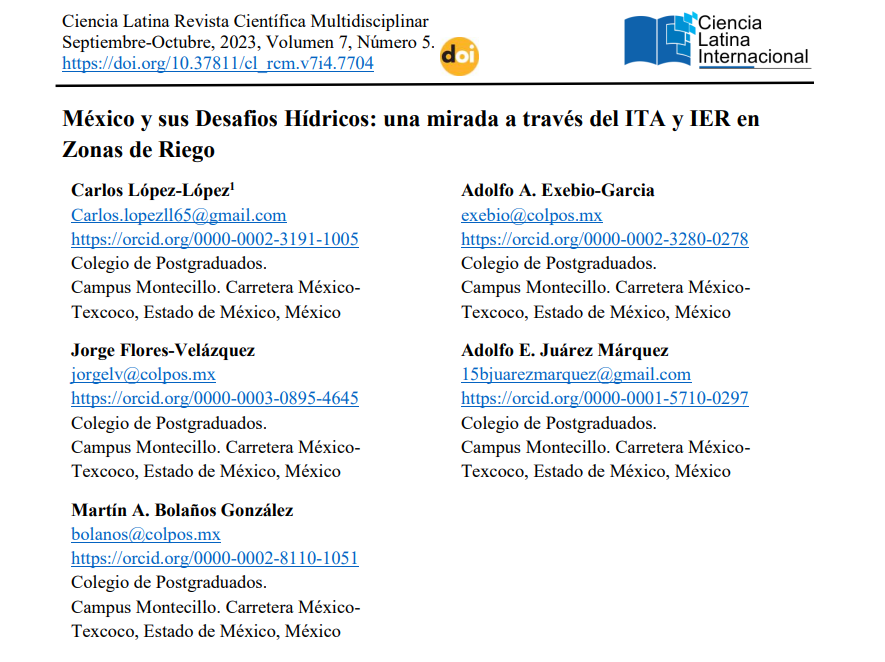 México y sus Desafíos Hídricos: una mirada a través del ITA y IER en Zonas de Riego (CL)