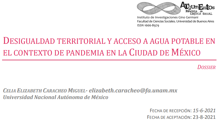 Desigualdad territorial y acceso al agua potable en el contexto de pandemia en la Ciudad de México (Revista de Critica Social)