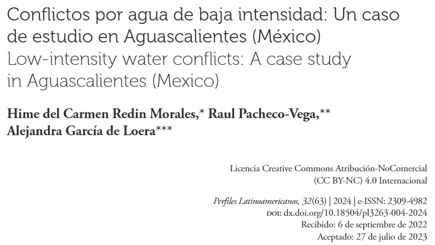 Conflictos por agua de baja intensidad: Un caso de estudio en Aguascalientes (Perfiles Latinoamericanos))
