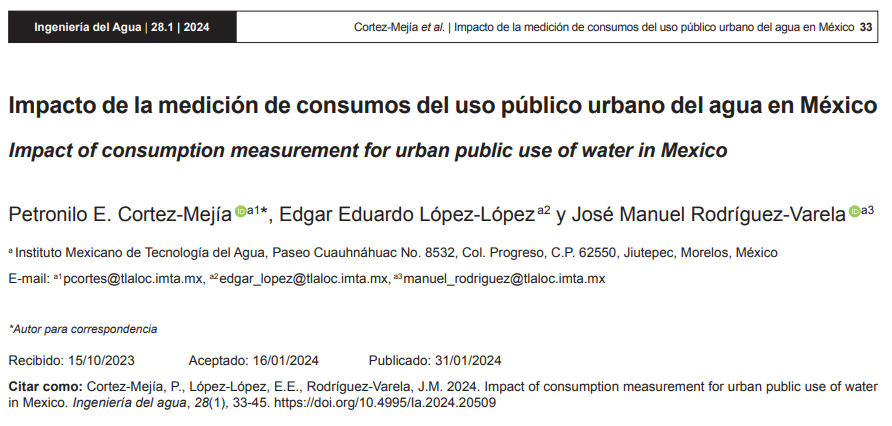 Impacto de la medición de consumos del uso público urbano del agua en México (IWA Publishing)