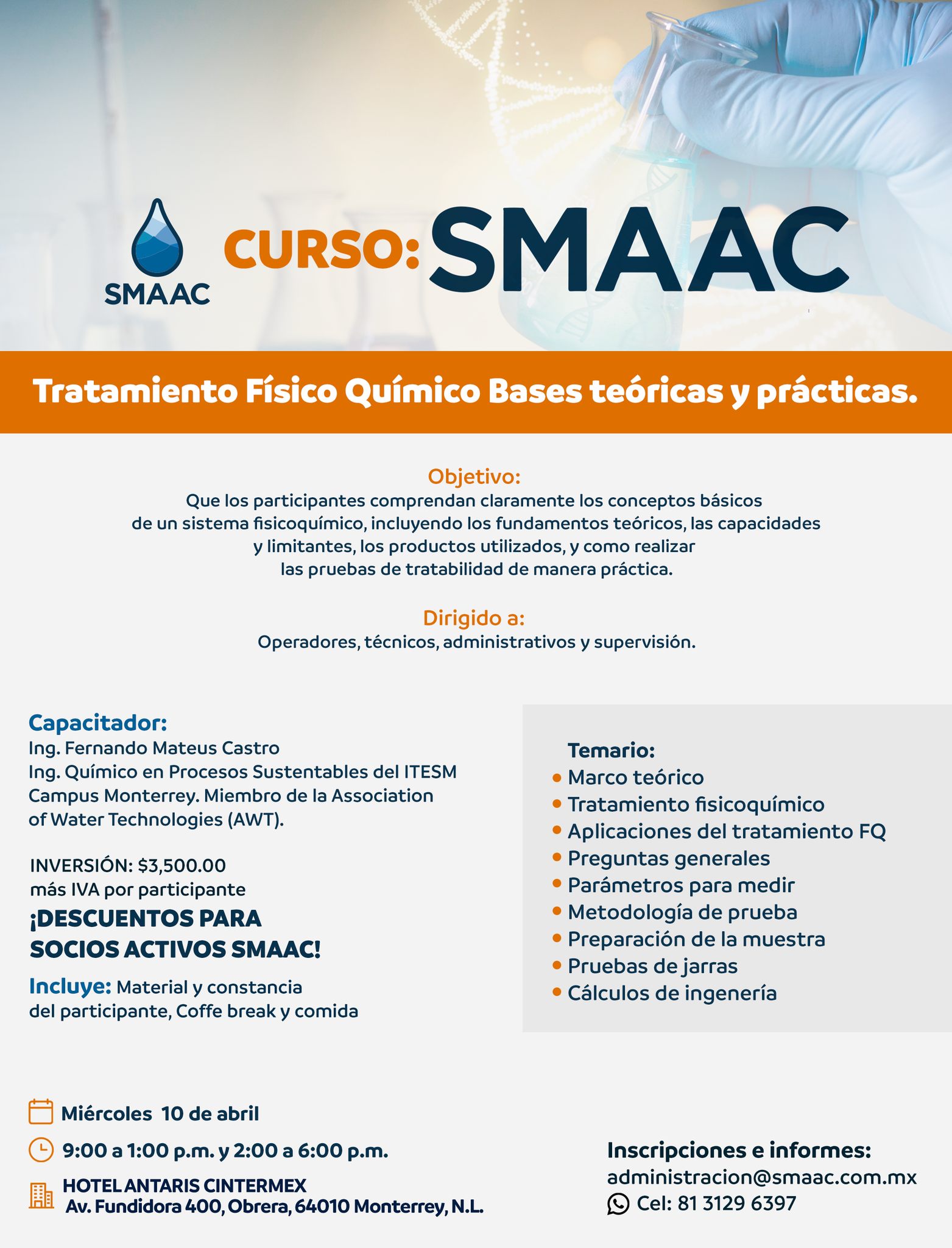 Taller: Tratamiento físico químico: bases teóricas y prácticas” (SMAAC)