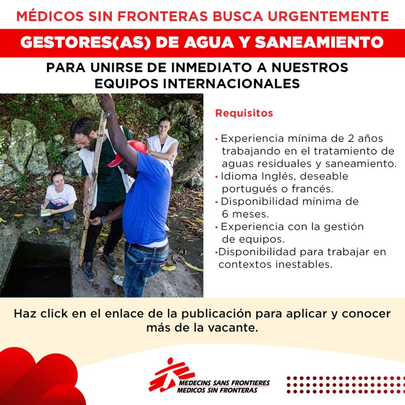 Vacante – Gestor(a) de agua y saneamiento (Médicos Sin Fronteras Latinoamérica)