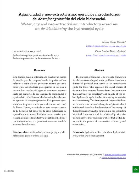 Agua, ciudad y neo-extractivismo: ejercicios introductorios de descajanegrización del ciclo hidrosocial (ALBORES)