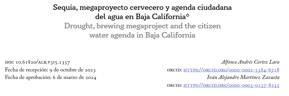 Sequía, megaproyecto cervecero y agenda ciudadana del agua en Baja California (Revistas UAQ)