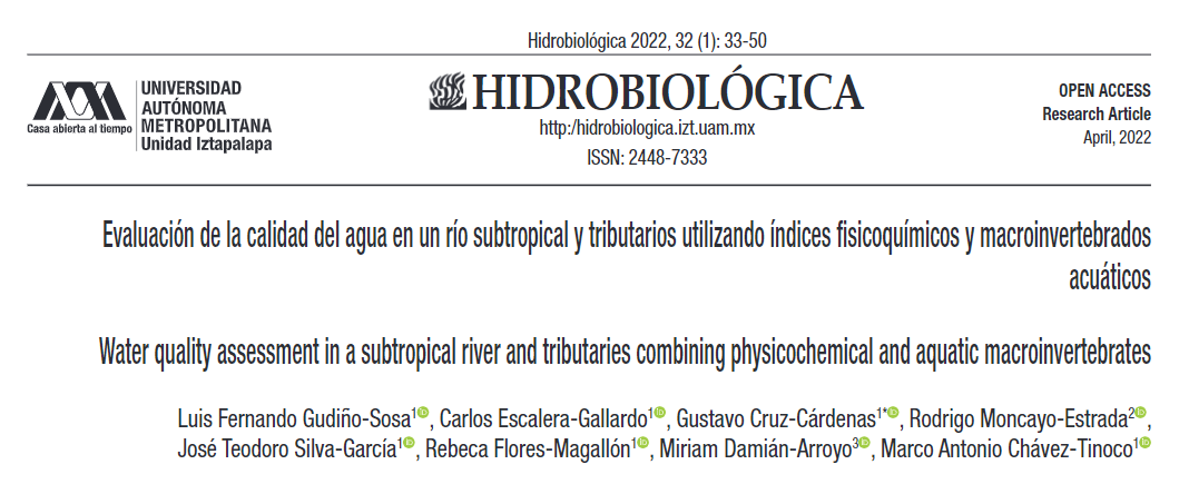 Evaluación de la calidad del agua en un río subtropical y tributarios utilizando índices fisicoquímicos y macroinvertebrados acuáticos (UAM-I)