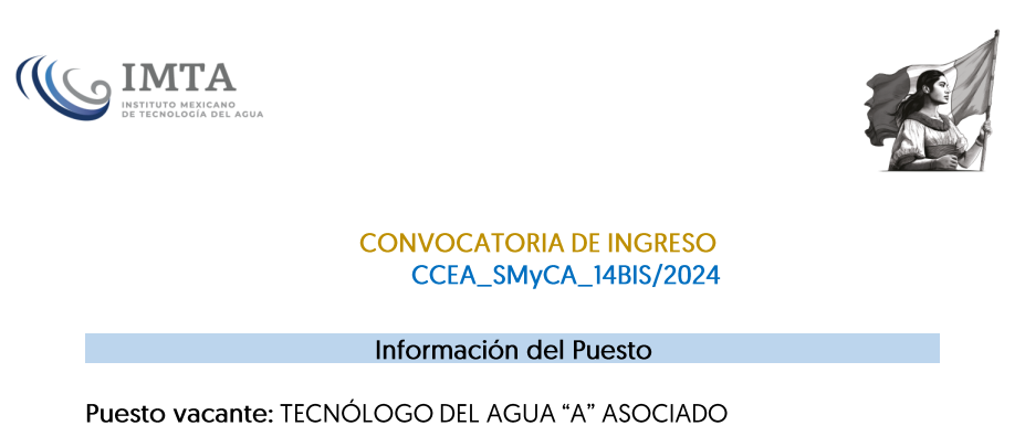 Vacante-Tecnólogo del agua “A” (IMTA)