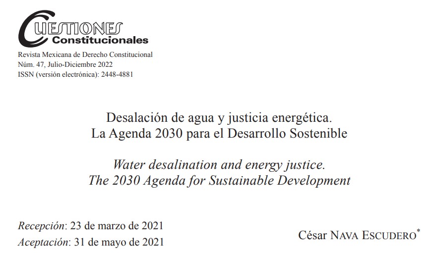 El impacto de la desalación y la justicia energética en la sostenibilidad (UNAM)