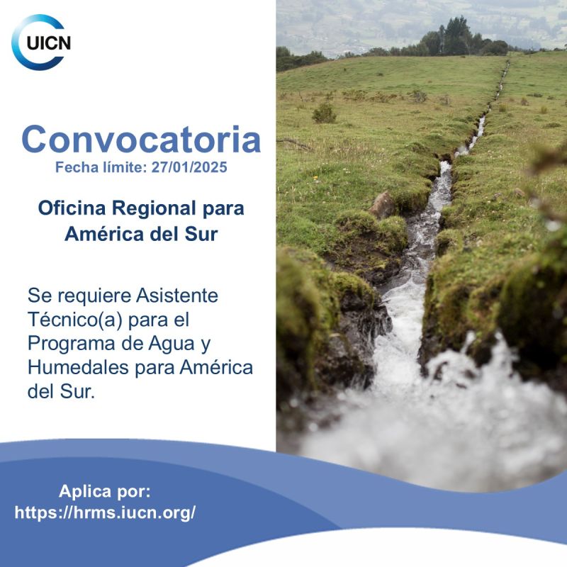 Vacante – Asistente Técnico(a) para el Programa de Agua y Humedales (UICN)