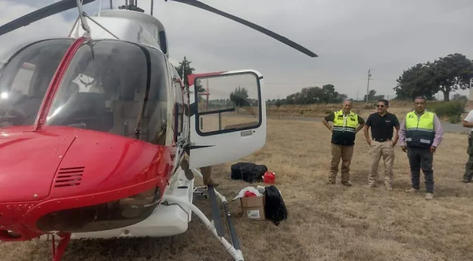 Tlaxcala – Con helicóptero, la Conagua se sumó a combatir incendio en Atltzayanca (El Sol de Tlaxcala
