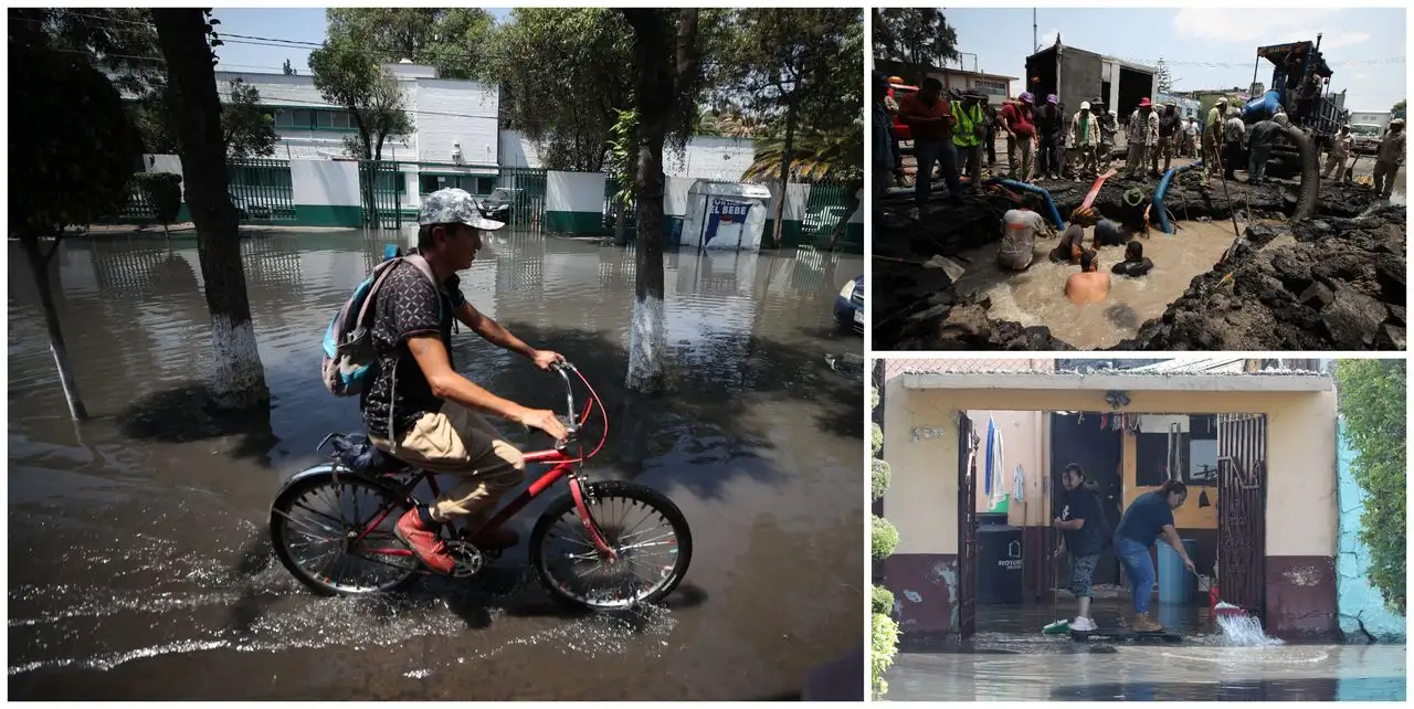Ciudad de México – Desperdicio de agua y daños a casas por fuga en V. Carranza (La Jornada)