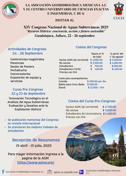 XIV Congreso Nacional de Aguas Subterráneas 2025 (Asociación Geohidrológica Mexicana A.C.)