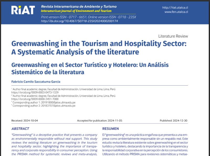 Greenwashing en el sector turístico y hotelero: un análisis sistemático de la literatura (RIAT)