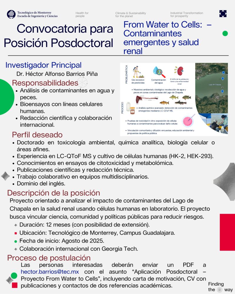 Posdoctorado financiada en el Tecnológico de Monterrey, Campus Guadalajara ( Tecnológico de Monterrey)