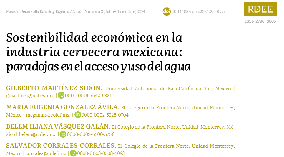 Sostenibilidad económica en la industria cervecera mexicana: paradojas en el acceso y uso del agua (RDEE)