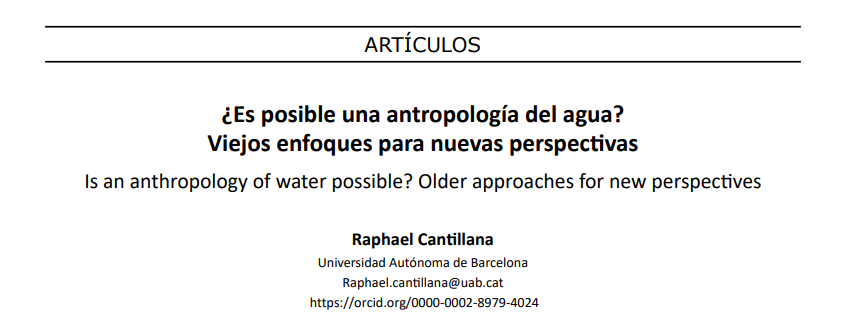Disparidades. ¿Es posible una antropología del agua? Viejos enfoques para nuevas perspectivas (Revista de Antropología)